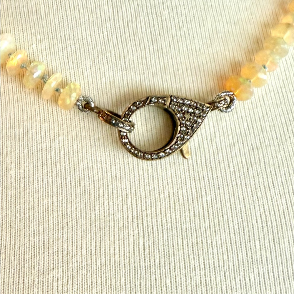 Elegant Opal Beaded Necklace with Silver Clasp
